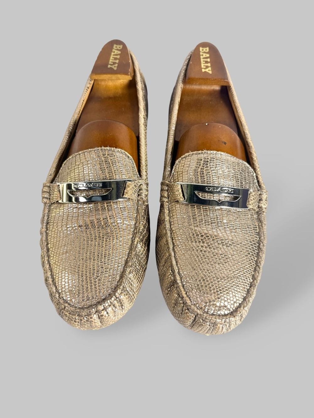 Coach Nola Lizard Embossed Driver Loafers
